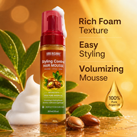 Produits phares : Mousse hydratante à l'argan pour cheveux bouclés, rehausse la boucles naturelles, mousse coiffante pour tresses, mousse brillante pour tresses.