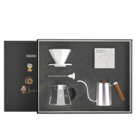 Coffret Cadeau Portable pour Café Filtre Manuel avec Bouilloire à Bec de Cygne et Pot en Verre pour la Maison, le Bureau et les Voyages