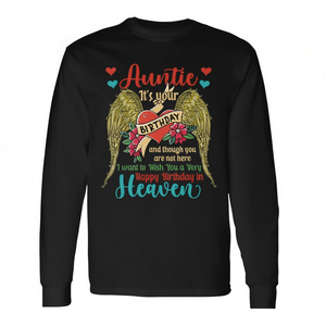 T-shirt a maniche lunghe commemorativa per la festa di compleanno della nonna in paradiso per la famiglia - Product Image 2