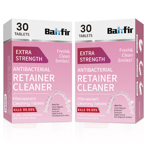 Comprimés nettoyants effervescents multi-usages en plastique pour prothèses dentaires, formule extra forte, doux et sans résidus, pour protège-dents nocturnes et usage buccal - Product Image 1
