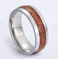 Männer Titan Edelstahl Finger Leere Holz Ring