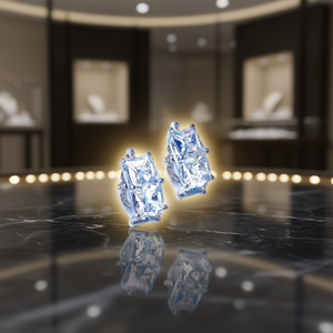 Boucles d'oreilles Moonvade en cristal, serties de griffes géométriques, bijoux de luxe pour femmes, à porter au quotidien, en strass blanc - Product Image 2