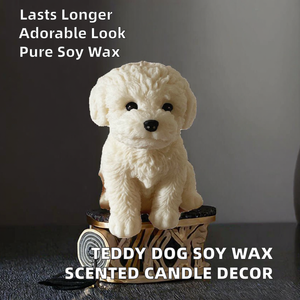 2026 Cute Sitting Teddy Dog Enthusiast Home Decoration Votive Soy Wax Custom Fragrance Handmade Art <b>Candle</b> - Product Image 2
