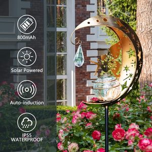Lampes solaires d'extérieur à piquet pour jardin, étanches, LED blanc chaud, globe en verre craquelé, support métallique pour allée et décoration de jardin WADE - Product Image 2