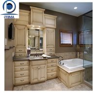 Salle de bain en bois MDF de luxe blanc noir bleu meuble de rangement pour vanité avec lavabo