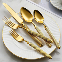 Ensemble de couverts en acier inoxydable de style européen, 6 pièces/ensemble - cuillères, fourchettes, couteaux, vaisselle pour mariage et restaurant, logo personnalisé