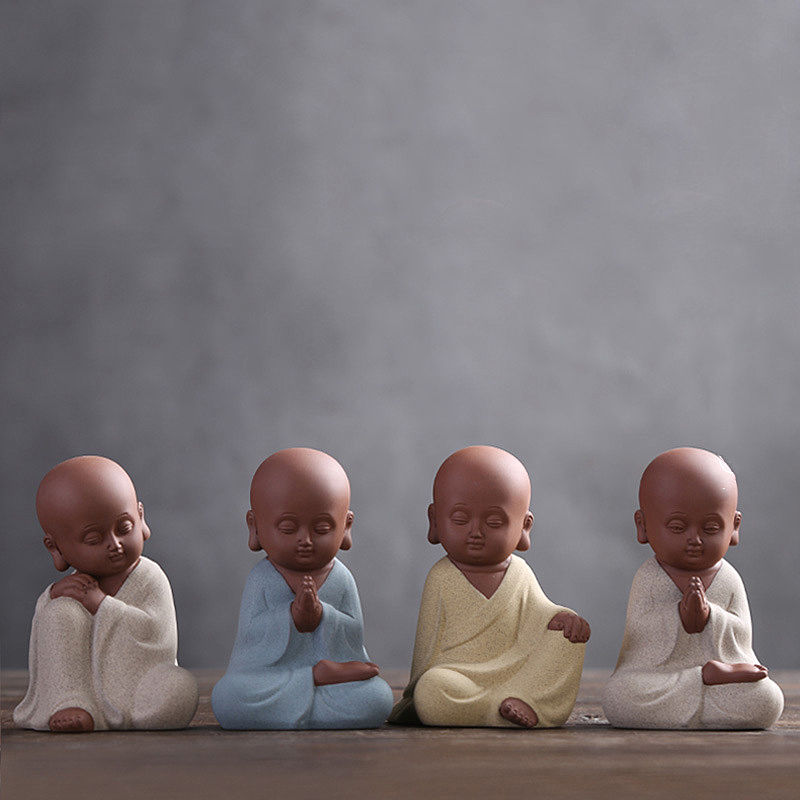 Healifty Buddha Statue Aus Keramik | Niedliche Figur Für Teetisch, Desktop & Deko - Lila