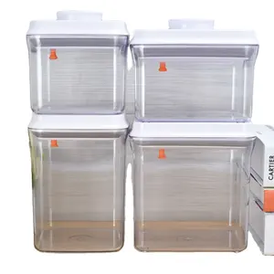 Made In China Air-tight Pantry Rice Cereal Food Container 4 Pieces Set / Kitchen Food Container Vacuum Storage Box Set