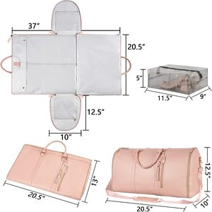 Large Carry on Women Travel Garment <b>Bags</b> Wholesale 2 in 1 Hanging <b>Suit</b> PU Leather Duffle <b>Bag</b> Gifts for Women - Product Image 2