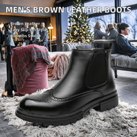Bottes Chelsea Homme à Enfiler Style Brogue, Imperméables, pour Fêtes et Bureau, Tige en PU de Haute Qualité, Qualité Supérieure, Faible MOQ