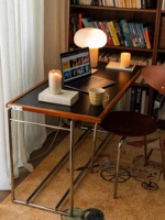 Table basse relevable pliable Bauhaus Mid-Century avec rangement, idéale pour petit appartement, en acier inoxydable noir aspect pierre