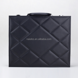 Tas kantor hitam hadiah kulit kotak kayu bordir kulit PU mewah kotak penyimpanan parfum kemasan kosmetik pakaian kosmetik - Product Image 3