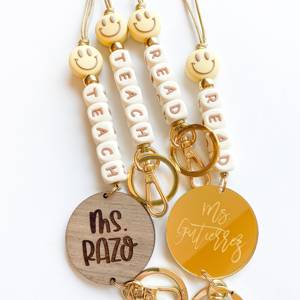 Cá Nhân Giáo Viên Đính Cườm Nụ Cười Tùy Chỉnh Thư Dây Buộc Keychain Huy Hiệu Chủ Giáo Viên Lễ Tạ Ơn Món Quà - Product Image 6