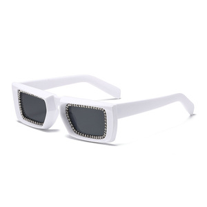 Jamie 2094B Square Frame Sunglasses Black Rhinestone UV400 Unisex Fashion Glasses - Product Image 4
