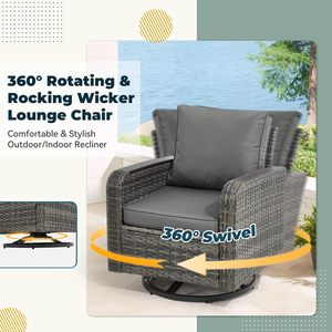 Conjunto de Sillas Giratorias de Bambú Contemporáneas con Sofá para Patio, Terraza, <span class=keywords><strong>Bistro</strong></span>, Jardín, Césped y Patio Trasero - Product Image 3