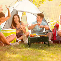 Table de barbecue pliante Portable, en charbon de bois, acier inoxydable pour voyage, barbecue, Camping
