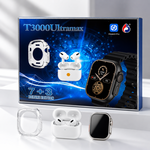 ชุดคอมโบนาฬิกาอัจฉริยะ T3000 Ultramaxsmart รุ่นสี่เหลี่ยม พร้อมฟังก์ชั่นติดตามสุขภาพ หน้าจอ TFT ขนาด 44-49 มม. สำหรับทุกเพศ ตัวเรือนเหล็ก สายยาง ใช้เวลาจัดส่ง 11-30 วัน - Product Image 1