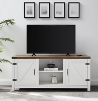 Meuble TV style ferme avec portes battantes et gestion des câbles, console multimédia en bois, vente en gros pour salon et chambre