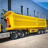 Semi-remorque benne basculante arrière en acier robuste à 6 essieux en forme de U avec une capacité de charge de 80 tonnes