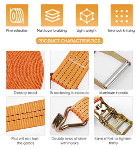 9.5m 5ton tali truk dapat dikunci tugas berat sabuk potong kargo Set tegangan muatan tali roda searah ikat - Product Image 6