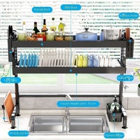 Égouttoir à vaisselle en métal pour évier de cuisine, organisateur de rangement multifonctionnel double couche pour bols et assiettes