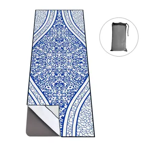 Commercio all'ingrosso Eco-Friendly Sport Yoga Asciugamano Stampato Slip In Microfibra Blu e Bianco della Porcellana Calda di Yoga Asciugamano Tappetino