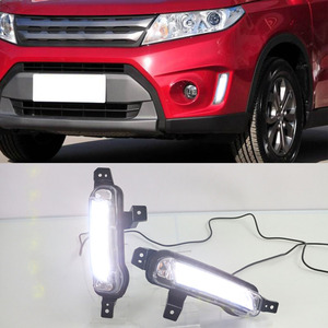 Luz de Marcha Diurna LED DRL y Faros Antiniebla para Coche con Señal de Giro Amarilla para <span class=keywords><strong>Suzuki</strong></span> <span class=keywords><strong>Vitara</strong></span> 2015 2016 2017 <span class=keywords><strong>2018</strong></span> 2019 2020 - Product Image 4