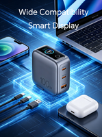 Charger USB-C PD 100W Baru Terlaris 3 Port Layar Pintar Tahan Api Ramah Lingkungan Gan OTP Colokan EU Adaptor Daya Pengisian Cepat