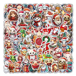 100Pcs/Packs Kerststickers Voor Kinderen, Kerst Santa Claus Sneeuwpop Stickers Voor Waterflessen Auto Muur Laptop Plakboek