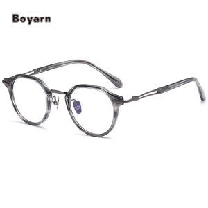 Boyarn Factory Wholesale Hot Sale Pure Tttanium Acetate Eyewear Transparent <strong>Grey</strong> Optical <strong>Frames</strong> Eyeglasses <strong>Frames</strong> for Men - Product Image 6