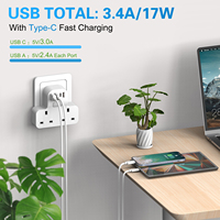 UKCA BS8546 Sertifikalı Seyahat Adaptörü Dönüştürücü, AB/ABD/İngiltere Değiştirilebilir Fişli, PD20W Çoklu USB Şarj Cihazı ve LED Gösterge Işığı