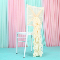 Housses de chaise Muwei classiques en tulle à volants, durables et réutilisables, longues et transparentes, pour la décoration du dossier des chaises lors de mariages, événements et banquets