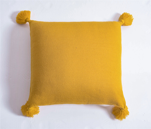 Macaron 100% coton taie d'oreiller confortable housse de coussin décoratif maison canapé housse de coussin avec pompon - Product Image 5