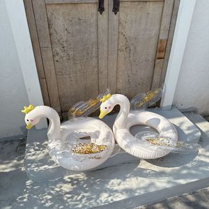Bouée de natation gonflable en forme de cygne, épaissie avec des paillettes, pour piscine, parc aquatique, usage en station balnéaire - Product Image 3