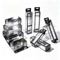Boîte d'emballage en plastique PET transparente, forme rectangulaire, personnalisable pour produits cosmétiques avec impression offset