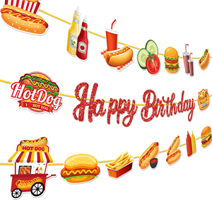 Guirnalda de Papel con Diseño de Hamburguesa y Papas Fritas para Decoración de Fiestas de Cumpleaños, Barbacoas y Picnics, Marca Huancai - Product Image 2