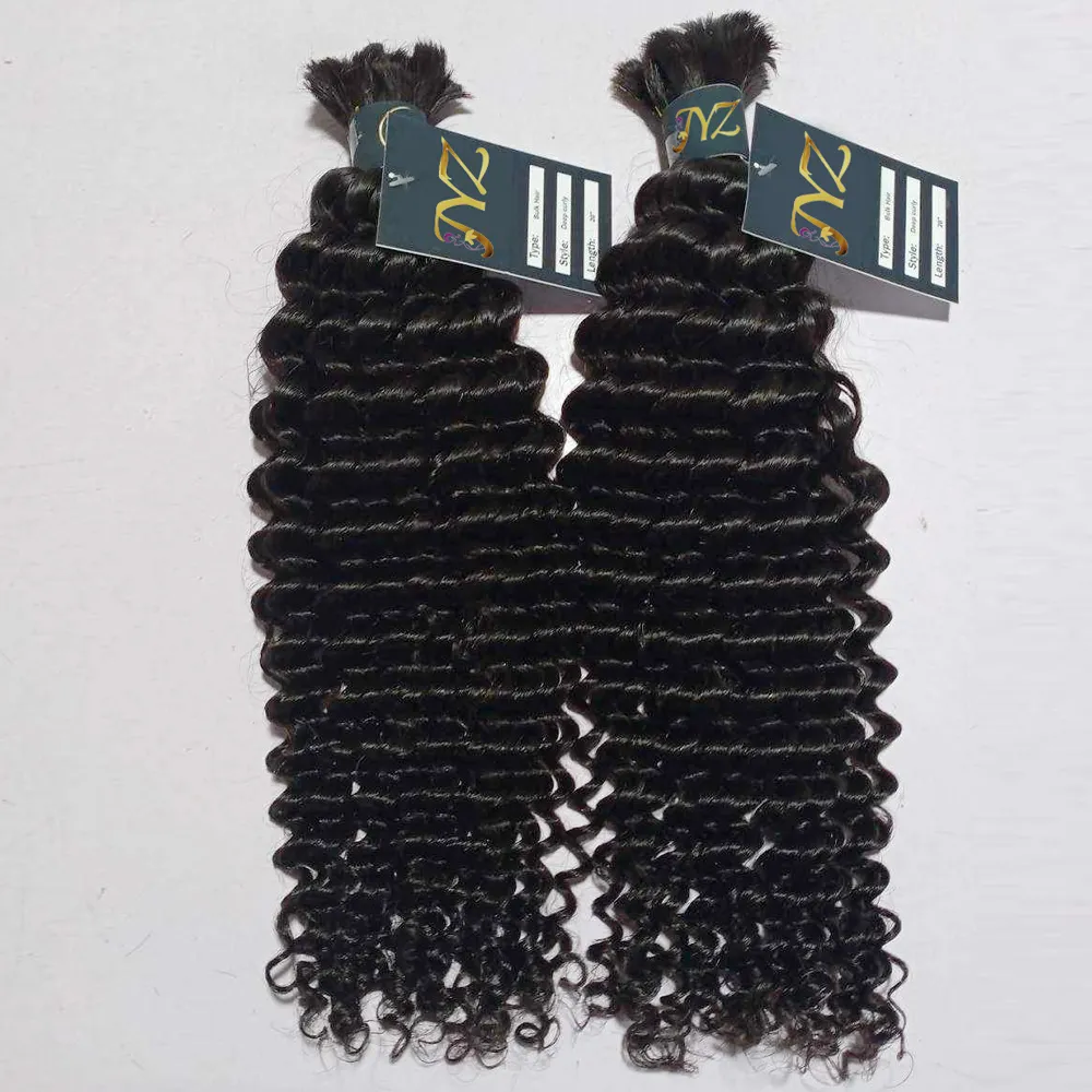 Boho Braiding Indian Deep Curly 100% Human Hair Bulk for human hair knotless braids