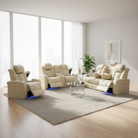 Sofá Reclinable de Cuero Genuino con Estructura de Madera, Sofá Seccional Moderno en Forma de L para Sala de Estar, Muebles de Cine
