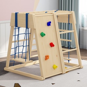 Estructura de escalada de madera para interiores para niños, con tobogán y columpio, para niños de 4 a 6 años, estructura de juego para el hogar - Product Image 1