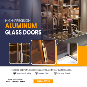 Winsen AGD-021 Marco de Puerta de Gabinete de Aleación de Aluminio 6063-T5 con Frente de Vidrio de Foshan, Marco Cuadrado Negro Extruido, Manija Integrada Doble - Product Image 4