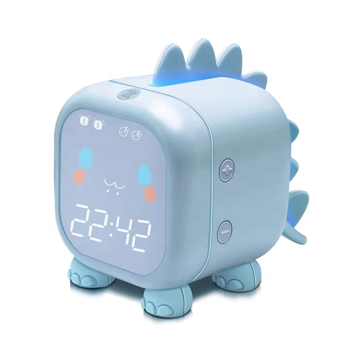 Cute Funny Dinosaur Alarm Clocks Bedside Lamp Night Light Children's Sleep Trainier, Wake Up Light digital clock for Kids