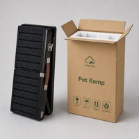 Rampe pour animaux de compagnie, cadre noir, pliable, pieds réglables, tapis antidérapant à nervures, bord incurvé, crochet, pieds en caoutchouc antidérapants, 80x30cm, pour chien