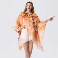 Robe de plage en tissu de soie texturé imprimé de luxe, respirante, grande taille, écharpe de plage, châle, kaftan