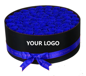 Scatola Rotonda con 100 Rose Stabilizzate Eterne di Grande Formato, Logo Personalizzato, Lunga Durata 3-5 Anni, per San Valentino e Natale - Product Image 2
