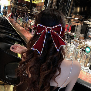 <span class=keywords><strong>Barrette</strong></span> rétro PL pour femmes et filles, avec strass, cristaux et perles, grande pince à cheveux, épingle à cheveux, grand nœud en velours, accessoires pour la tête, vente en gros - Product Image 6