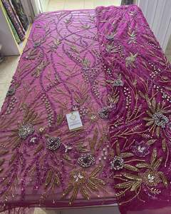 Tela de Alta Calidad con Cuentas Hechas a Mano para Confección de Vestidos de Fiesta, Disponible a Precio de Mayoreo desde India - Product Image 4