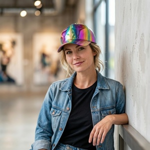 Gorras Personalizadas con Logotipo Personalizado, Gorras de Béisbol Reflectantes de Cuero PU, Gorras Brillantes para Hip Hop, Baile, Fiestas y Deportes para Hombre - Product Image 6