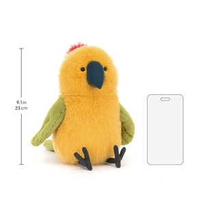 Peluche de perroquet JC, peluche douce jaune et verte avec crête rouge et yeux noirs, cadeau pour enfants, décoration de chambre d'enfant - Product Image 3