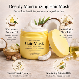 Masque capillaire hydratant à l'huile <span class=keywords><strong>de</strong></span> coco |   Traitement fortifiant et hydratant pour les <span class=keywords><strong>cheveux</strong></span> abîmés, bouclés, <span class=keywords><strong>crépus</strong></span> et tous types <span class=keywords><strong>de</strong></span> <span class=keywords><strong>cheveux</strong></span> |   OEM - Product Image 4