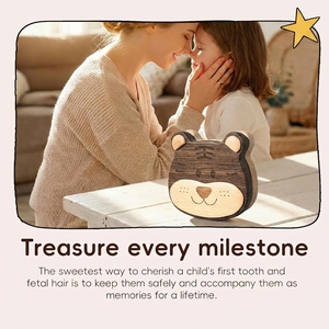 กล่องใส่ฟันน้ำนม<span class=keywords><strong>ไม้</strong></span>แบบพกพา ลายสัตว์ 12 แบบ สำหรับเก็บฟันน้ำนมและเส้นผมเด็กชายหญิง ของขวัญ (ลายเสือ) - Product Image 5